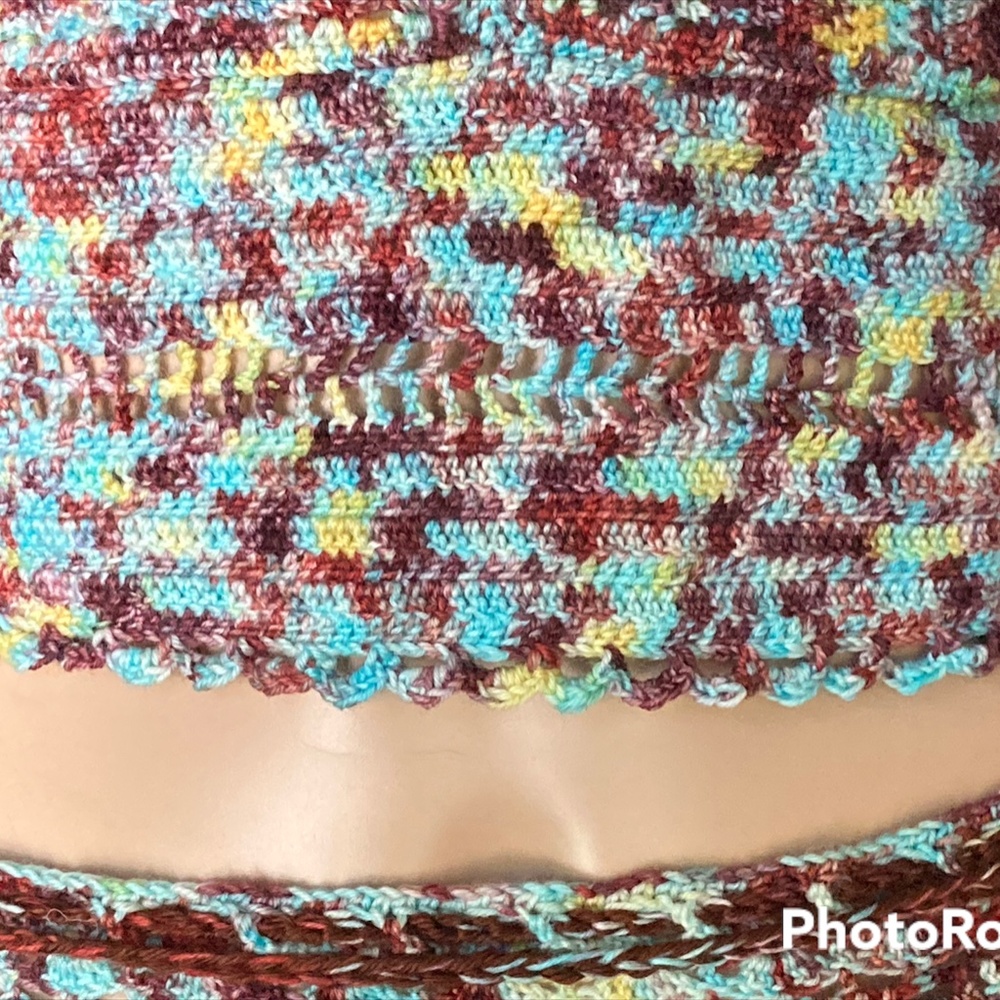OOAK Tie Dye Crochet Crop Top Handmade Adjustable One Size fits S-L - Picture 8 of 16